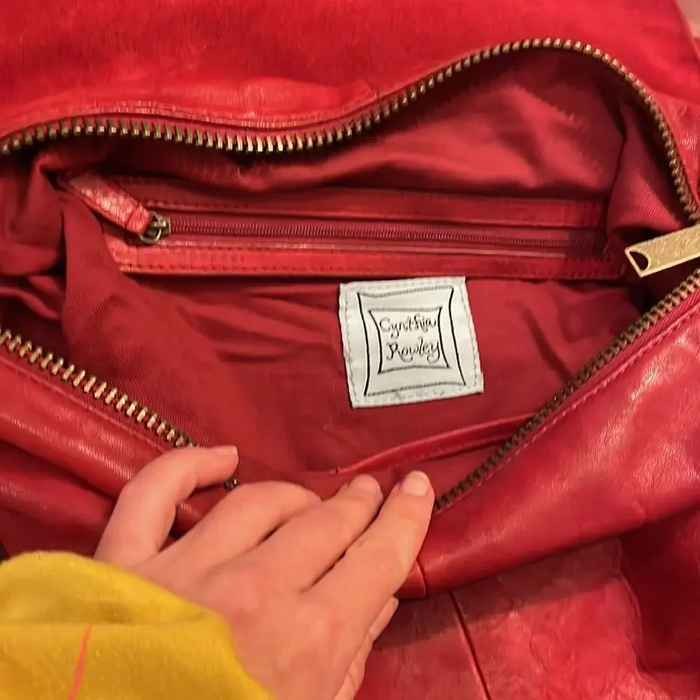 Cynthia Rowley red vintage hobo satchel crossbody bag purse